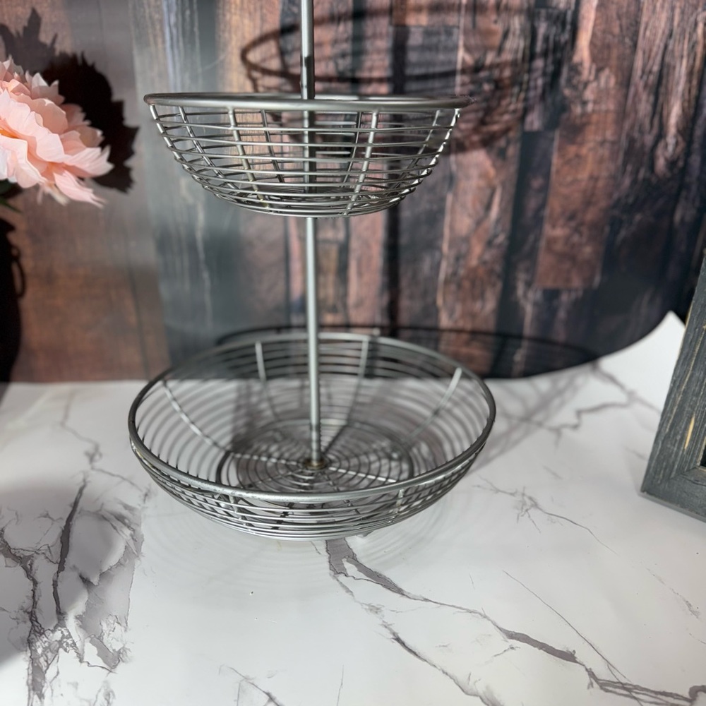 Two-Tier Silver Wire Basket